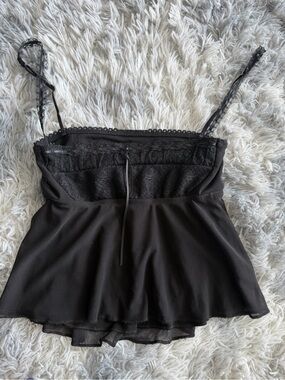 Black Lace-Trim Camisole Top - Women's